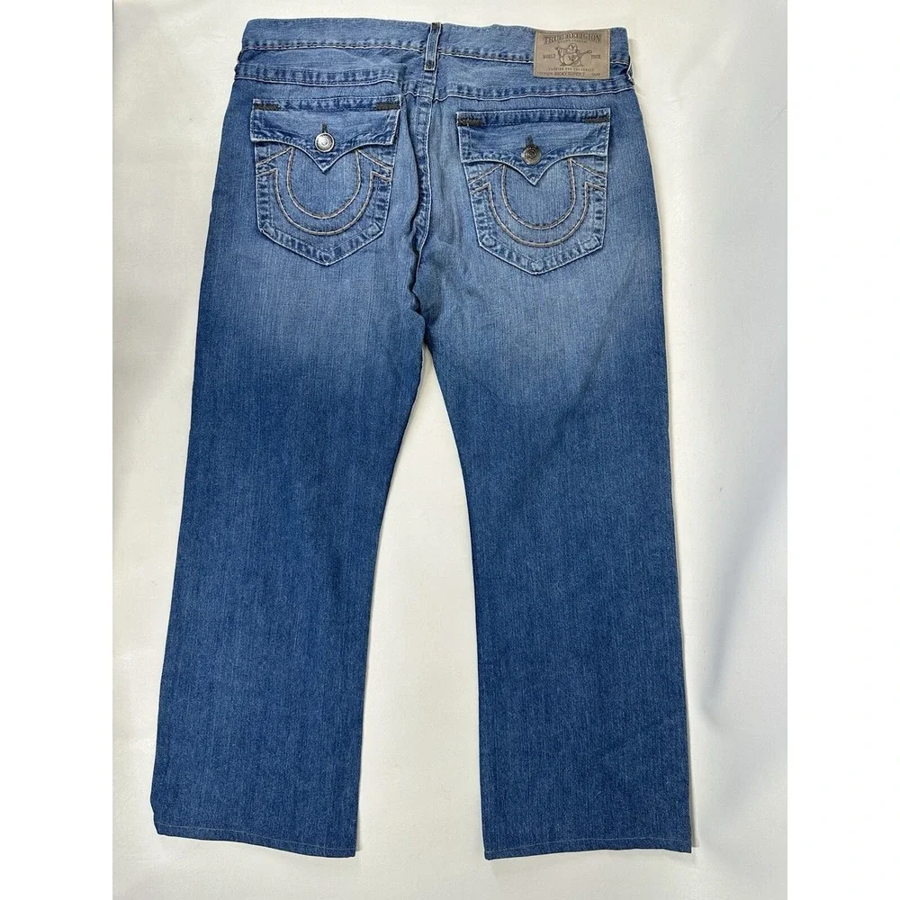 True Religion Jeans Mens 40x30‎ Ricky Super T Flap Pockets Blue HEMMED